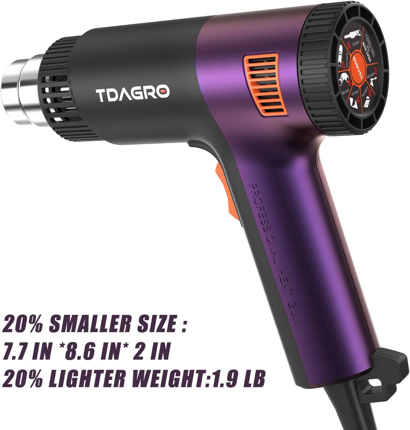 A Nice Heat Gun, Compact but Powerful, Variable Temp Control 122℉~1202℉, Fast Heating Smaller Heat Gun for Crafting, Shrink Tubing,Shrink Wrap,Vinyl Wrap, Intergrated Holder for Hands Free & Hanging - Crafty Corner