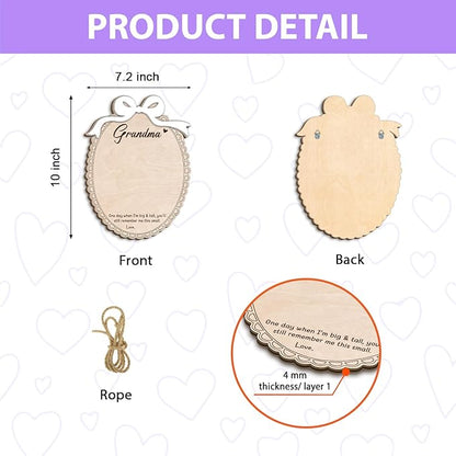 DIY Mothers Day Footprint Craft Wooden Hanging Sign for Grandma Nana Mimi, 3D Baby's First Mothers Day Footprint Memory Keepsake Gift with Bow Poem, Grandma Birthday Gifts from Kid Art Craft Activity