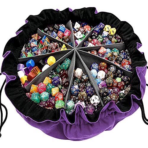 Large Dice Bag with Pockets Big Capacity Dice Bag Drawstring Pouch