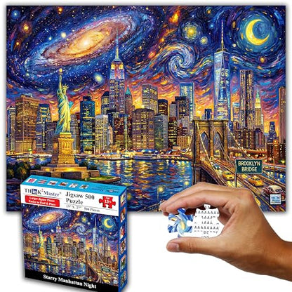 Starry Manhattan Night 500 Pieces Large Format Jigsaw Puzzle
