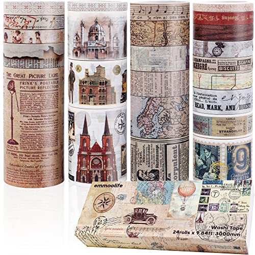 24 Rolls Vintage Washi Tape Set (3.5274 Ounce)