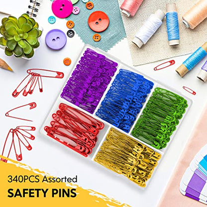 340 Pack 5 Colors Safety Pins Assorted (340 Count)