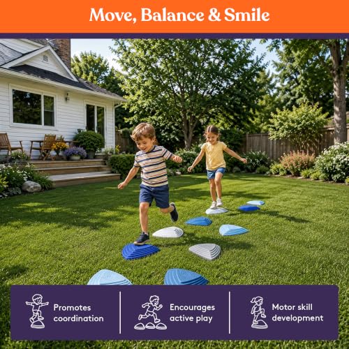 10 Stepping Stones for Kids Indoor and Outdoor Balance Blocks Promote Coordination (10 Count)