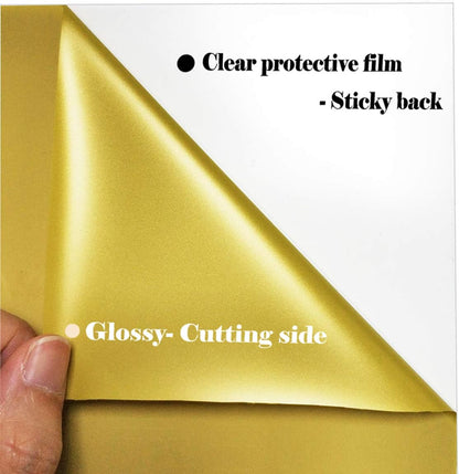 Guangyintong Gold Heat Transfer Vinyl HTV Rolls, 12" x 8ft Glossy Surface Iron on Vinyl for T-Shirts, Easy to Cut & Weed for All Cutter Machines