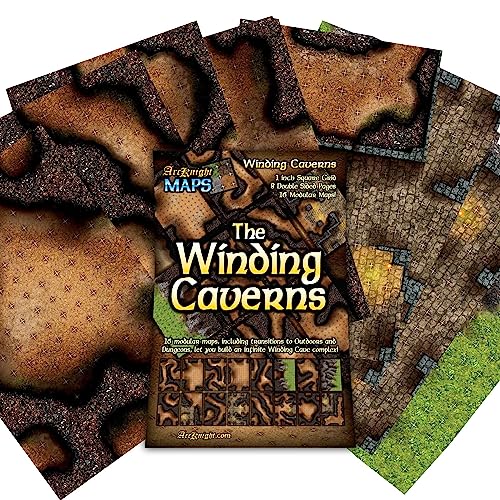 The Winding Caverns Roleplaying Battlemaps; 16 Modular RPG Maps in 8 Double