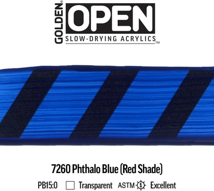 OPEN Slow-Drying Acrylics by GOLDEN, Phthalo Blue/R.S., 5 fl oz. tube, Professional Acrylic Paint, Transparent