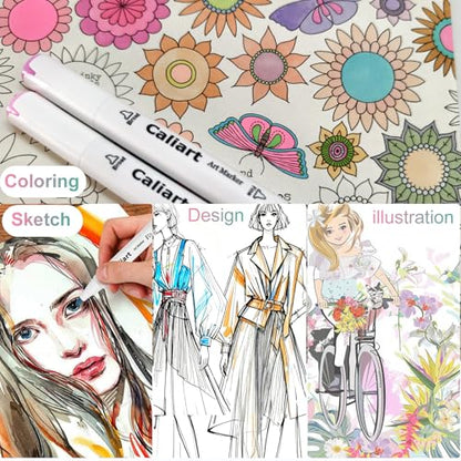 Pastel Alcohol Markers 61 Colors Fine & Chisel Dual Tip Art Markers (61 Count)