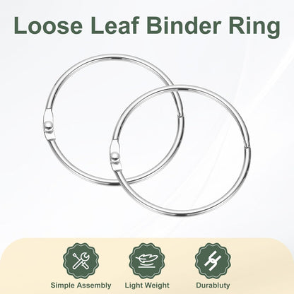 PATIKIL 2" x 2.2" Loose Leaf Binder Rings, 30 Pcs Metal Book Rings Nickel Keychain Ring for Paper Index Cards Flash Card Notebook Rings Office Home Book Binder, Silver Tone