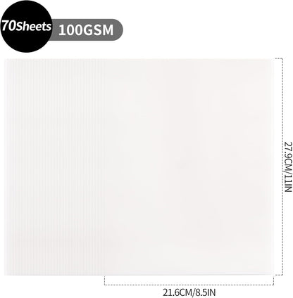 70 Sheets Transparent Vellum Paper - 8.5 x 11in 100GSM Translucent Matte Art Paper for DIY Printing Drawing Invitations Greeting Cards Decor Gift Wrapping PAP02TP