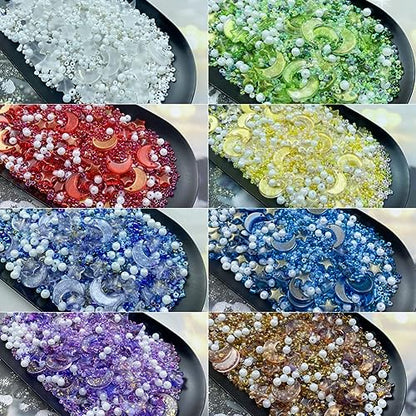 Assorted Glass Beads for Jewelry Making Multi Size Colors Glass Star Moon Seed Pearl Spacer Beads for Bracelets Necklace Earring Making (2.8219 Ounce)