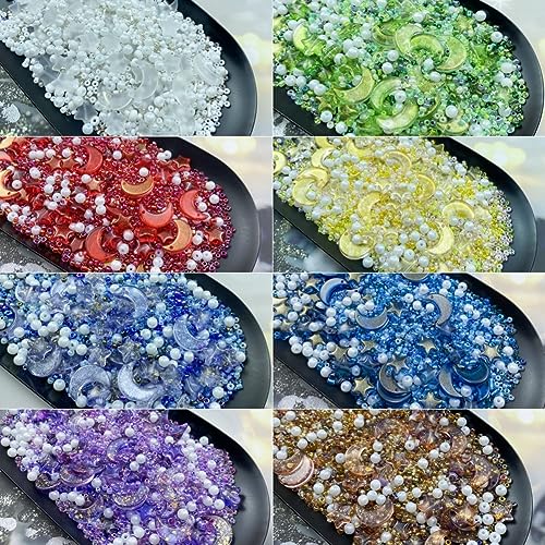 Assorted Glass Beads for Jewelry Making Multi Size Colors Glass Star Moon Seed Pearl Spacer Beads for Bracelets Necklace Earring Making (2.8219 Ounce)