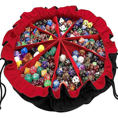 Large Dice Bag with Pockets Big Capacity Dice Bag Drawstring Pouch