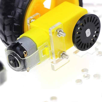 YIKESHU DIY 4WD Smart Robot Chassis Kit, Robot Smart Car with Speed Encoder Battery Box 4 Wheels Robotics Kit for Adults (4WD Robot Car)