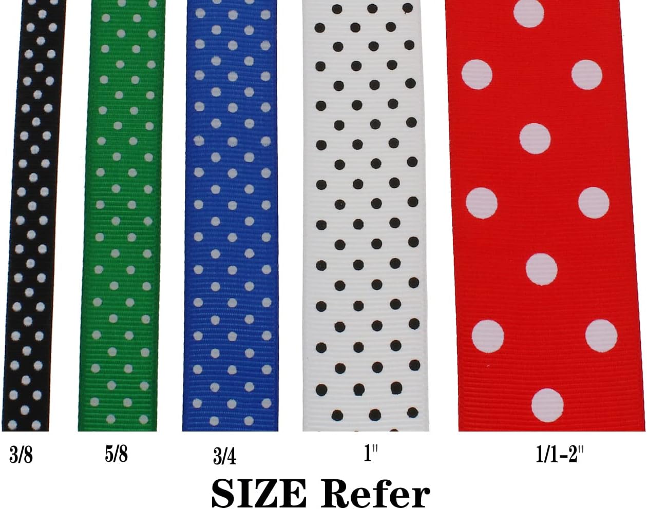 Polka Dot Grosgrain Ribbon 25 Yard Each Roll 100% Polyester (5/8", Green) - Crafty Corner