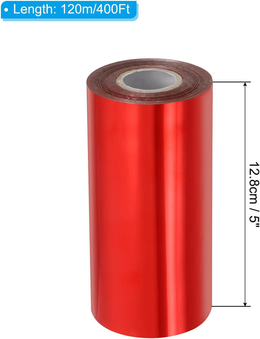 PATIKIL 5"x400Ft Hot Stamping Foil Paper, Heat Transfer Hot Stamping Paper Foil Roll for Leather DIY Logo Decor Craft Gift Package Scrapbook Card, Red