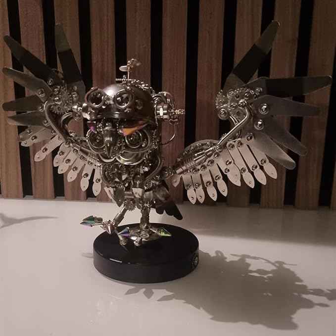 3D Metal Puzzle for Adults, Steampunk Owl Model Kit with Goggles & Light | Mechanical Stainless Steel Animal Sculpture DIY Gift & Display (700+ PCS)