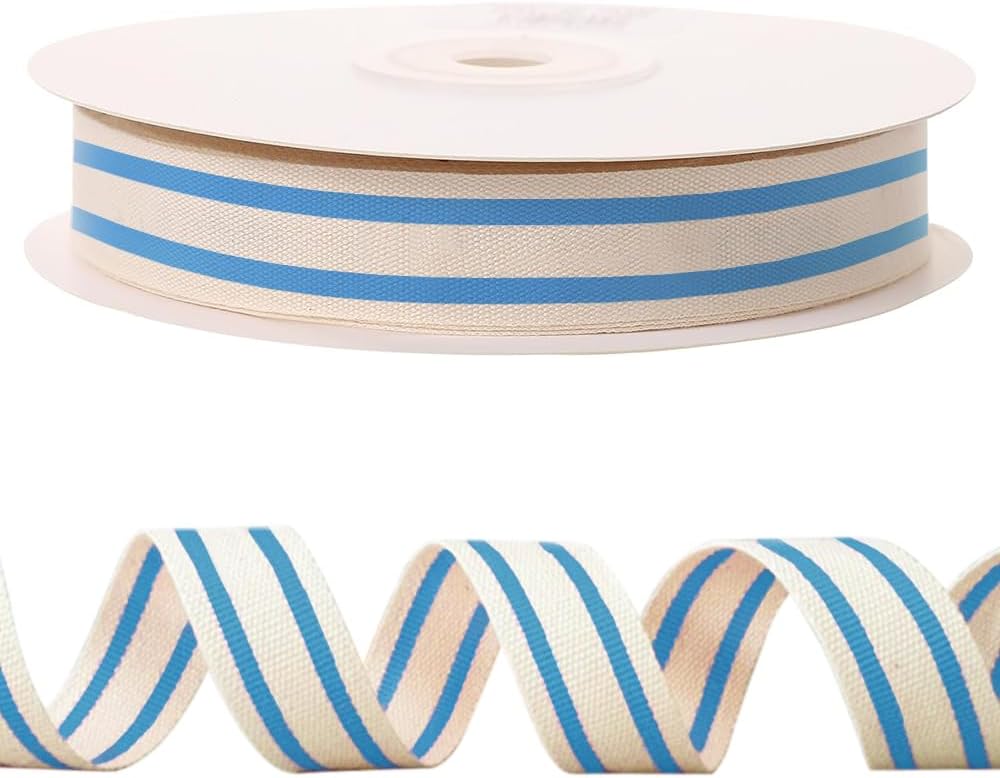 10 Yards × 3/5 Inch Blue Natural Cotton Ribbon, Double Sided Webbing Straps Ribbons, Birthday Wedding Valentines Ribbons for Crafting, DIY Sewing, Gift Wrapping - Crafty Corner