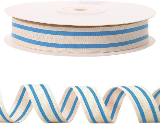 10 Yards × 3/5 Inch Blue Natural Cotton Ribbon, Double Sided Webbing Straps Ribbons, Birthday Wedding Valentines Ribbons for Crafting, DIY Sewing, Gift Wrapping - Crafty Corner