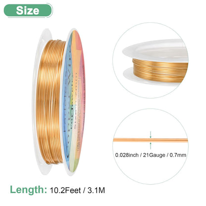 0.7 mm/21 Gauge Copper Wire for Jewelry Making, 10.2FT Copper Beading Craft Wire for Jewelry/Weaving/DIY Crafting/Planting, Color-Retaining [3.1M, Copper Tone]
