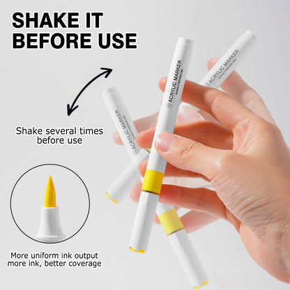 9 Color Acrylic Paint Markers, Water-Based Acrylic Markers for Artists Adults Coloring Drawing Cartoon Anime Comic - Brush Tip for Rock Painting, Wood, Canvas, Fabric (Gray Wolf Series)