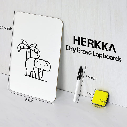 Dry Erase Lapboards, HERKKA 25 Pack Double Sided Dry Erase Lap Boards 9 x 12.5 Inch, 25 Markers, 25 Erasers, Small Dry Erase Boards for Students Classroom Teacher Supplies