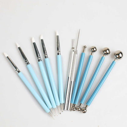 11件粘土雕刻工具,风干粘土工具,细节针，陶器工具套件,聚合物粘土点工具,儿童和成人的陶瓷用品,造型,塑形,各种各样成人陶器和雕塑工具,聚合物和风干粘土,工艺用品