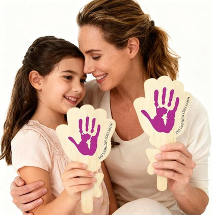 2Pcs Personalized Flower Handprint Craft,Mother’s Day Wooden Sign Gift from Kids,Custom Mother's Day Craft,Handmade Flower Keepsake,DIY MothersDay Handprint Art,Gifts for Mom,Nana Gifts