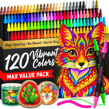 Dual Tip Acrylic Paint Marker Pens (120 Count)