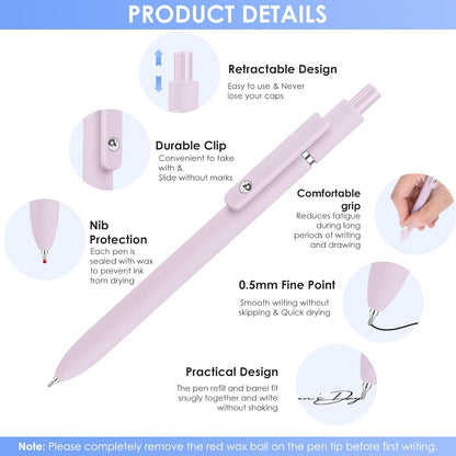 Donyang Gel Pens, 7pcs 0.5mm Cute Black Ink Fine Point Pens With Smooth Writing, Quick Dry Pen For Journaling, Teacher Work Desk Accessories Office School Supplies for Men Women Student (Morandi)