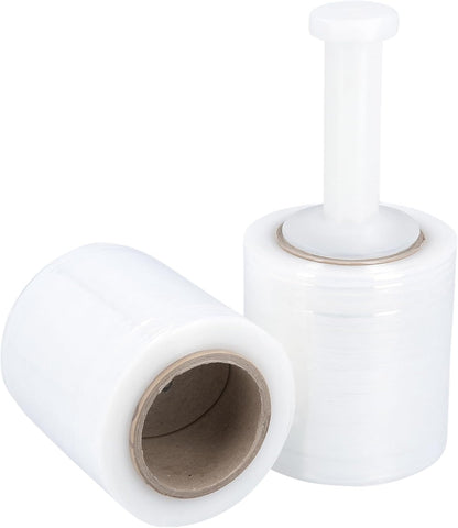 PSBM Mini Stretch Wrap with Handle, 12 Pack, 5 Inch x 600 Feet, 150 Gauge, Clear, Small Plastic Cling Film for Pallets Moving Storing