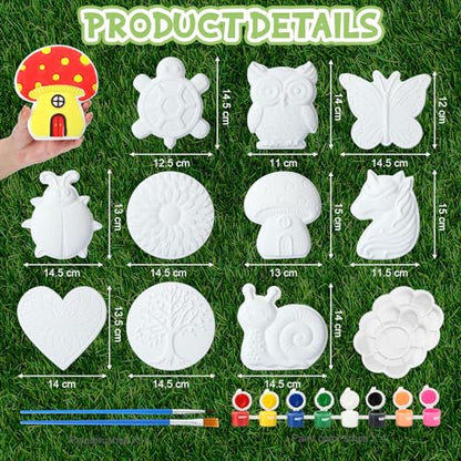 10 Pack Spring Flower Paint Your Own Stones for Adult DIY Ceramic Butterfly Turtle Ladybug Stepping Stones Painting Craft Kits Painting Supplies Garden Outdoor Stone Art Gifts