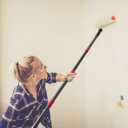 Multi-Function Paint Roller Kit - 72in Stainless Steel Pole, Mural Brush for Walls & Ceiling, No Drip, Grey