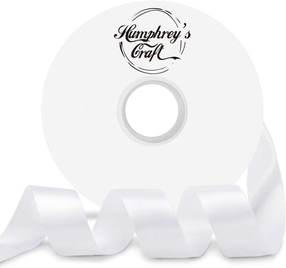 Satin Ribbon 1 Inch White Double Faced - 25 Yards for Gift Wrapping DIY Bows Crafts Bridal Bouquet Cutting Ceremony Sewing Christmas Wedding Baby Shower Decoration Humphrey's Craft - Crafty Corner