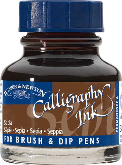 Winsor & Newton Calligraphy Ink, 30ml (1-oz) Bottle, Sepia - Crafty Corner