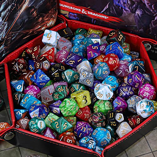 Polyhedral Role Playing Dice with Drawstring Storage Pouch (182 Count)
