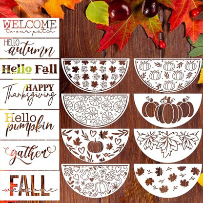 Fall Stencils for Painting on Wood Half Circle Stencils for Crafts Reusable (15 Count)
