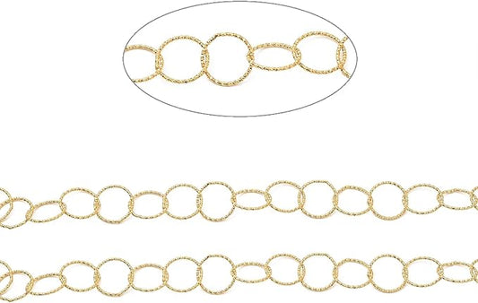 LiQunSweet 16.4 Feet(5m) 304 Stainless Steel Circle Chain Link Ring Rolo Chains Cable Big Ring Unfinished Golden Necklace Chains for Jewelry Making - 65x59mm
