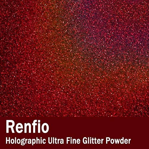 Holographic Ultra Fine Red Glitter Powder Metallic Resin Glitter (2.11 Ounce)