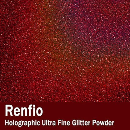 Holographic Ultra Fine Red Glitter Powder Metallic Resin Glitter (2.11 Ounce)