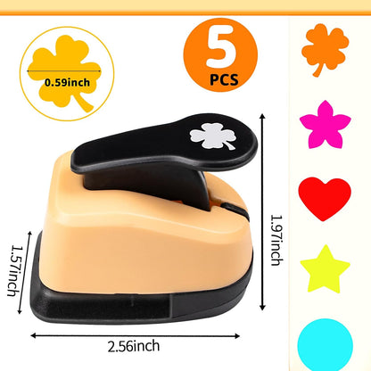 Craft Holes Punch, Paper Punchers Scrapbook Punches, 5PCS Hole Punch Shapes Hole Puncher for Crafts Papers, Cutters for Paper Crafts DIY Handmade Crafting Scrapbook Tools Cards Arts Fun Projects - Crafty Corner