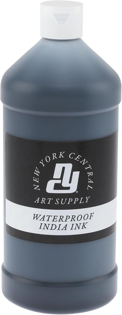 New York Central® India Ink 32oz Bottle - Make an Impact with Matte Black India Ink, Perfect for Artists, Calligraphy, Illustrations, & More - Crafty Corner