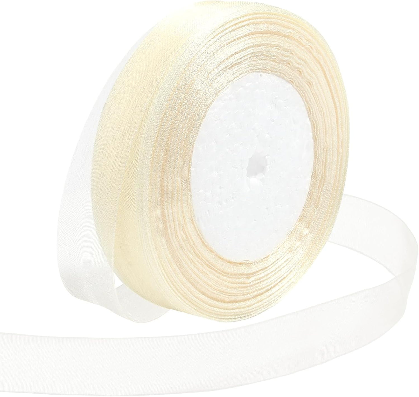 Ribbon for Gift Wrapping 3/4 inch Ivory Sheer Organza Ribbon for Flower Bouquet Tulle Thin Chiffon Ribbons for Wedding Invitations Christmas Halloween Presents Decorations Crafts 50 Yards - Crafty Corner