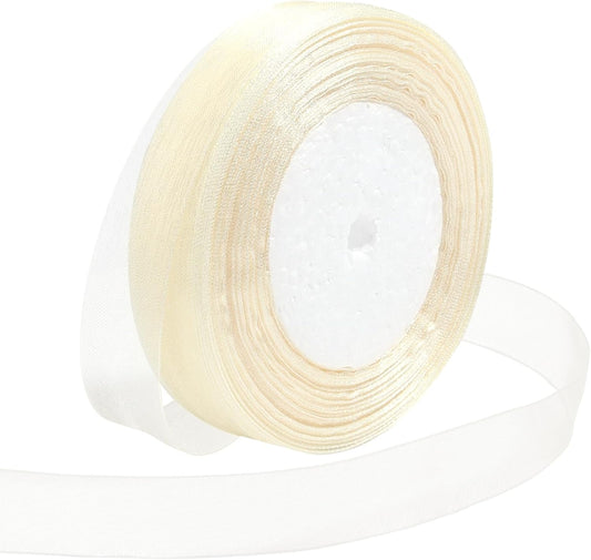 Ribbon for Gift Wrapping 3/4 inch Ivory Sheer Organza Ribbon for Flower Bouquet Tulle Thin Chiffon Ribbons for Wedding Invitations Christmas Halloween Presents Decorations Crafts 50 Yards - Crafty Corner