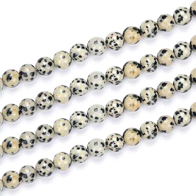 90pcs Adabele Natural Dalmatian Jasper Healing Gemstone 8mm (0.31 inch) Round Loose Beads Gem Stone Spacer for Craft Jewelry Making GF17-8