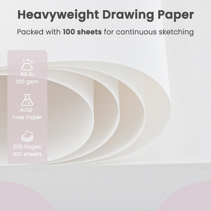 Cute Sketch Book for Kids Ages 8-12 Girls, 1 Pack-100 Sheets Purple Sketch Book 9x12, 68lb/100gsm Cute Sketchbook for Girls, Spiral Sketch Pads for Drawing, Art Supplies for Teens. - Crafty Corner