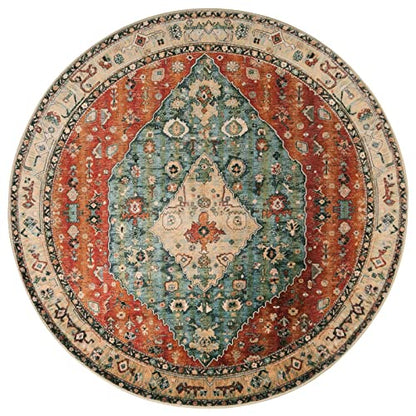 Boho Tribal Round Rug 4ft Washable Bedroom Round Area Rugs for Entryway