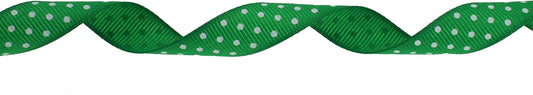 Polka Dot Grosgrain Ribbon 25 Yard Each Roll 100% Polyester (5/8", Green) - Crafty Corner