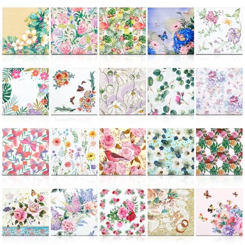 20 Pack Decoupage Napkins Floral Cocktail Decorative Paper Napkins (20 Count)