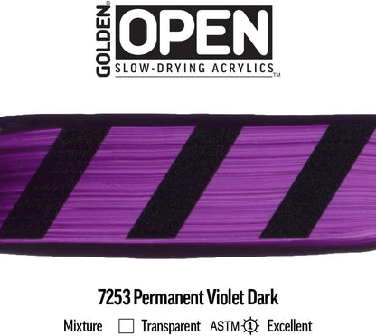 OPEN Slow-Drying Acrylics by GOLDEN, Permanent Violet Dark, 5 fl oz. tube, Professional Acrylic Paint, Transparent