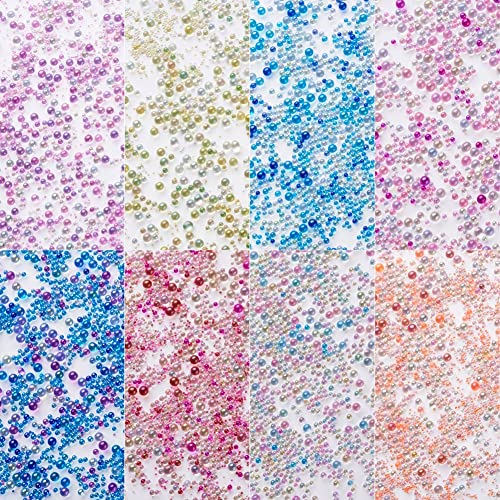 Elecrelive 240g No Hole Mini Glass Bubble Beads Iridescent Water Droplets Tiny Beads Nail Art Decoration 8 Colors for Resin Crafting Fillers Jewelry